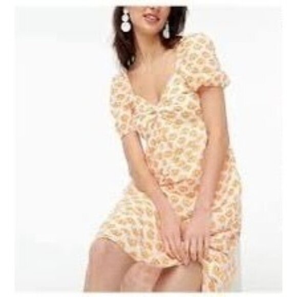 J Crew Shell Pattern Dress Size 8 Puffl Cleeve Twist Front  Peasant Cottagecore - Picture 14 of 14